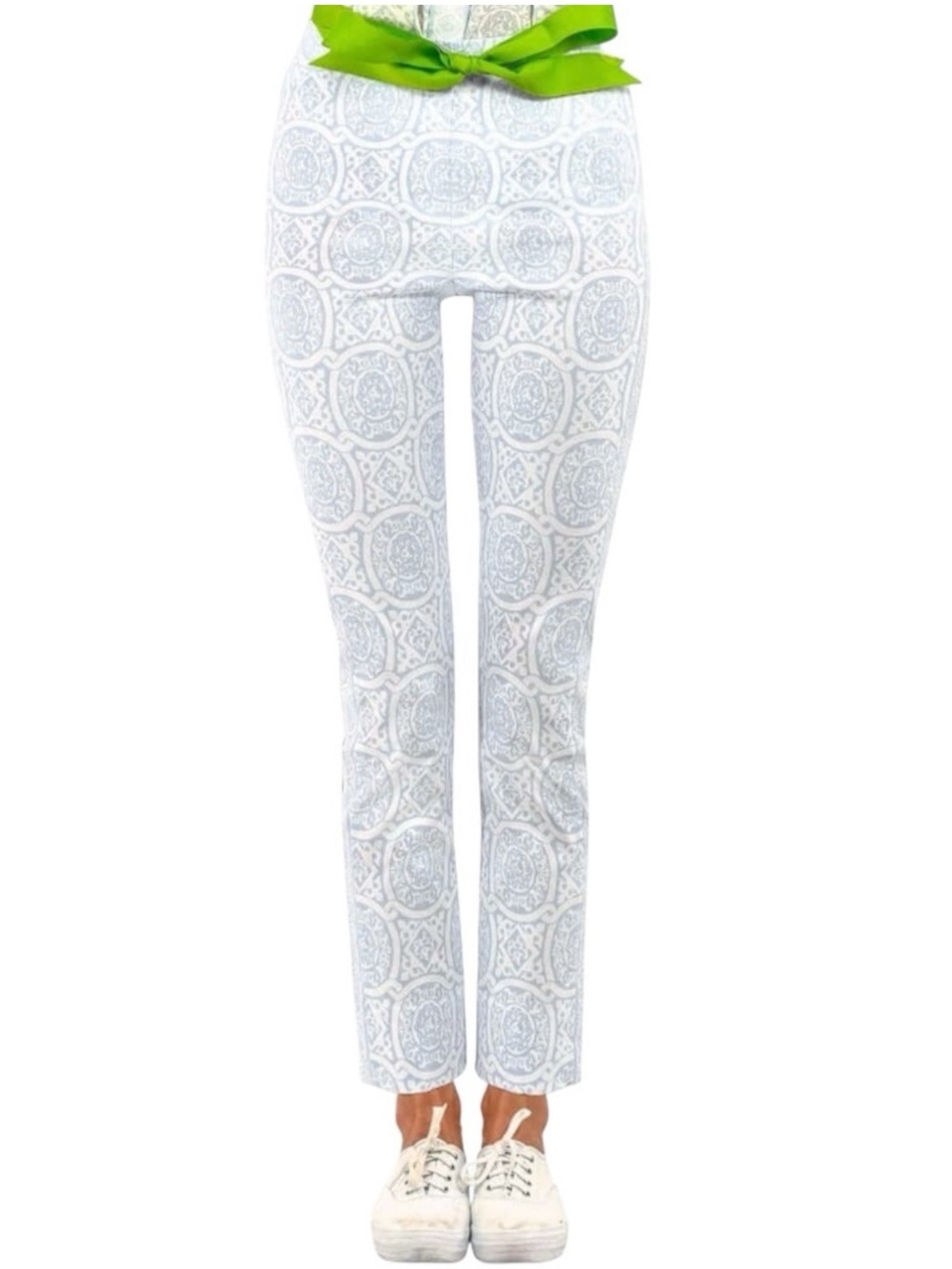 Gretchen Scott White and Periwinkle Sultan's Dining Room GripeLess Pull On Pant